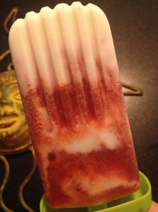My Greek yogurt cherry-strawberry popsicles were inspired by a similar recipe on SmittenKitchen.com.