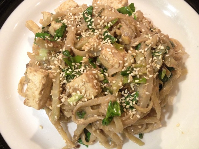 Tofu pad Thai using our homegrown basil. Photo by Amy Sowder.