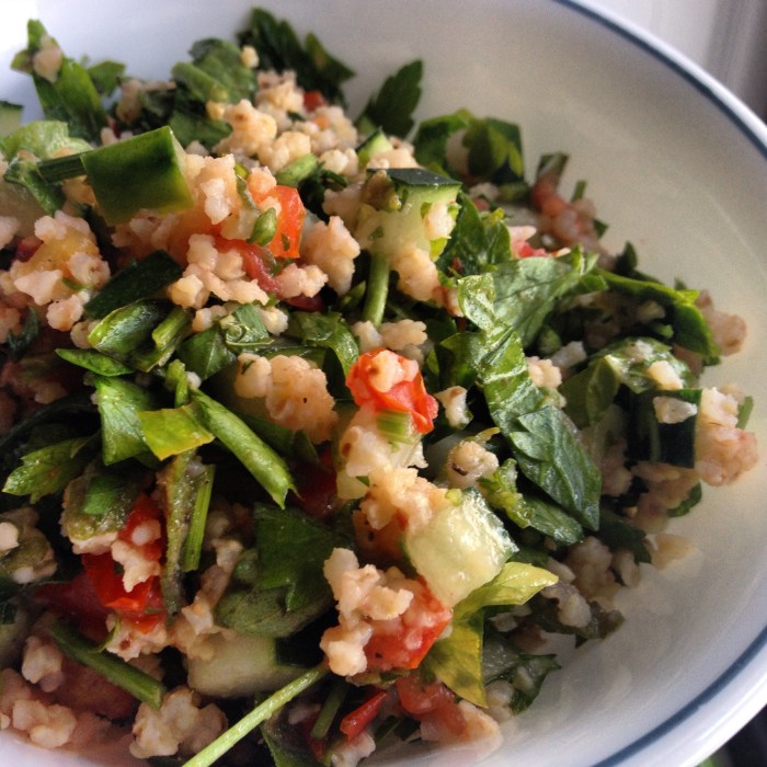 Tabouli salad with homegrown mint, tomatoes and basil. Photo by Amy Sowder.